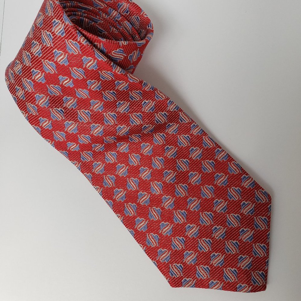 Men's Vintage Robert Talbott Red Print Silk Tie